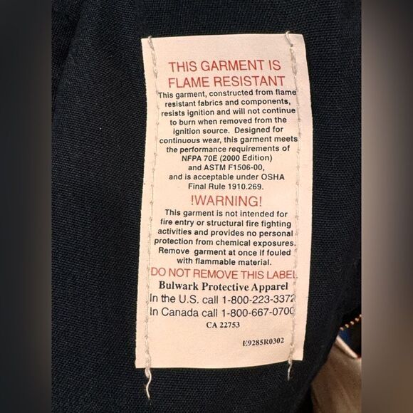 Bulwark Black Puffer Jacket L Fire-Resistant Winter Workwear New no tags - Picture 9 of 11